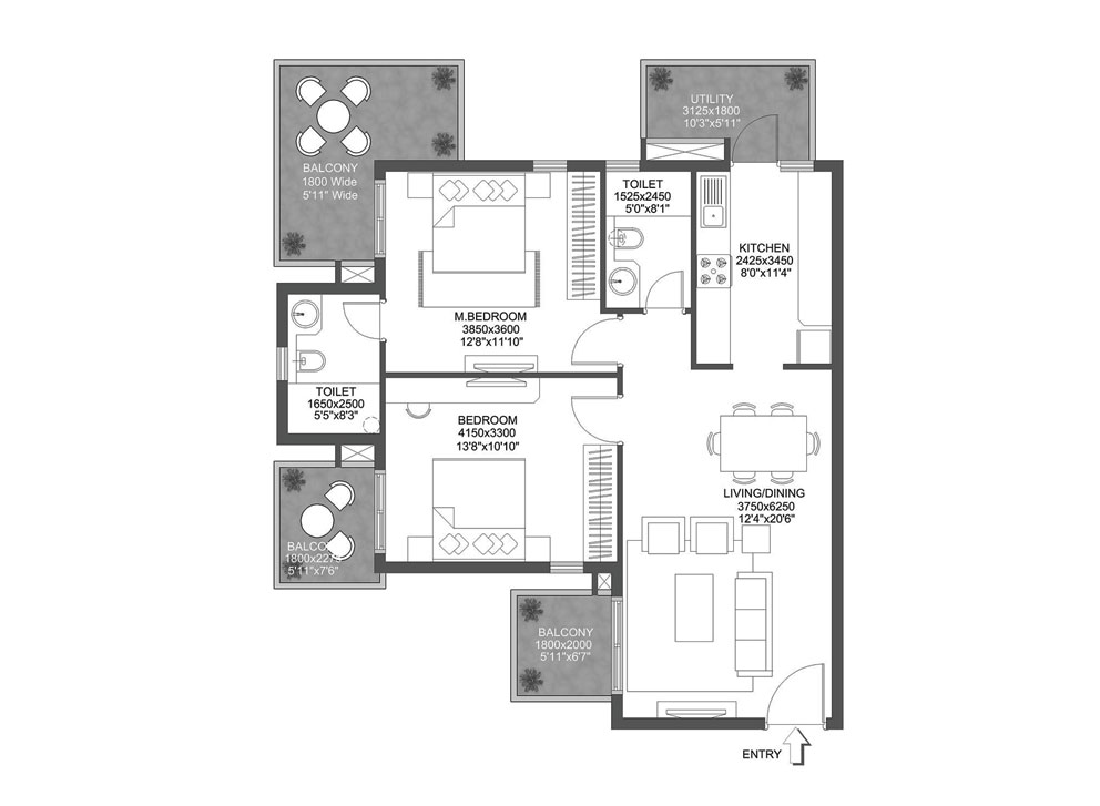 floor-plan GODREJ ZENITH Floor Plan -
2bhk
