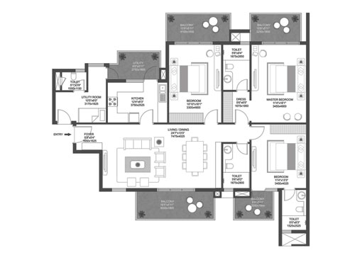 floor-plan GODREJ ZENITH Floor Plan -
3bhk